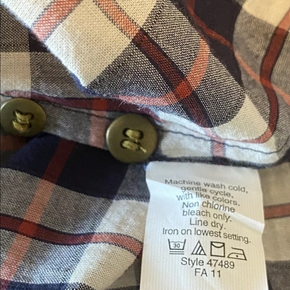 J Crew Perfect Shirt Bronze Buttons Navy Plaid - Picture 8 of 9
